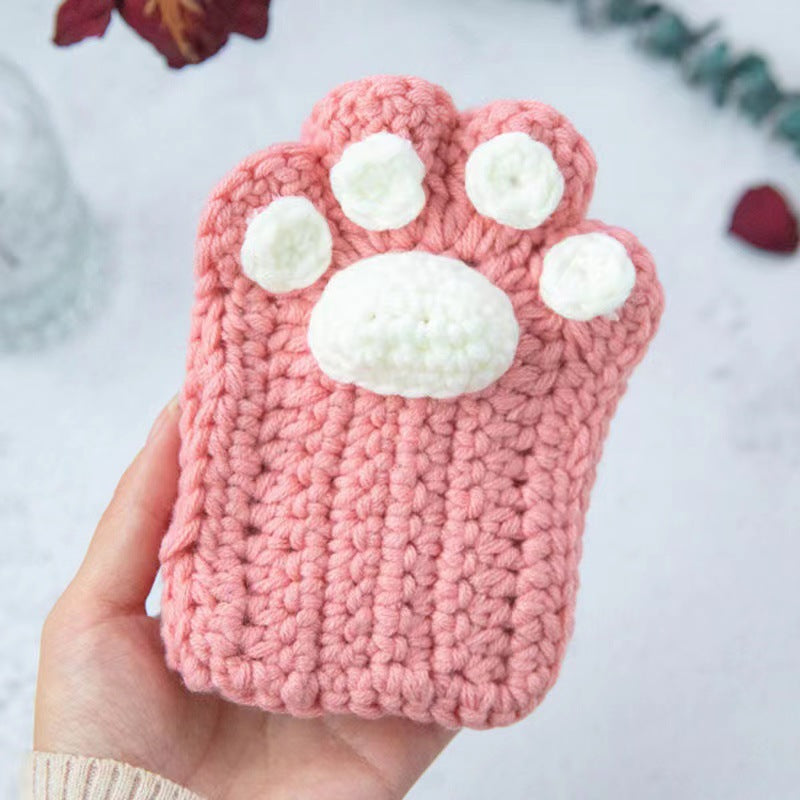 Cat Paw Hand-Knitted Winter Gloves