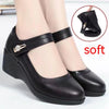 High Quality Soft Bottom Leather Shoes Non-slip Wedge Middle-aged And Elderly Pumps