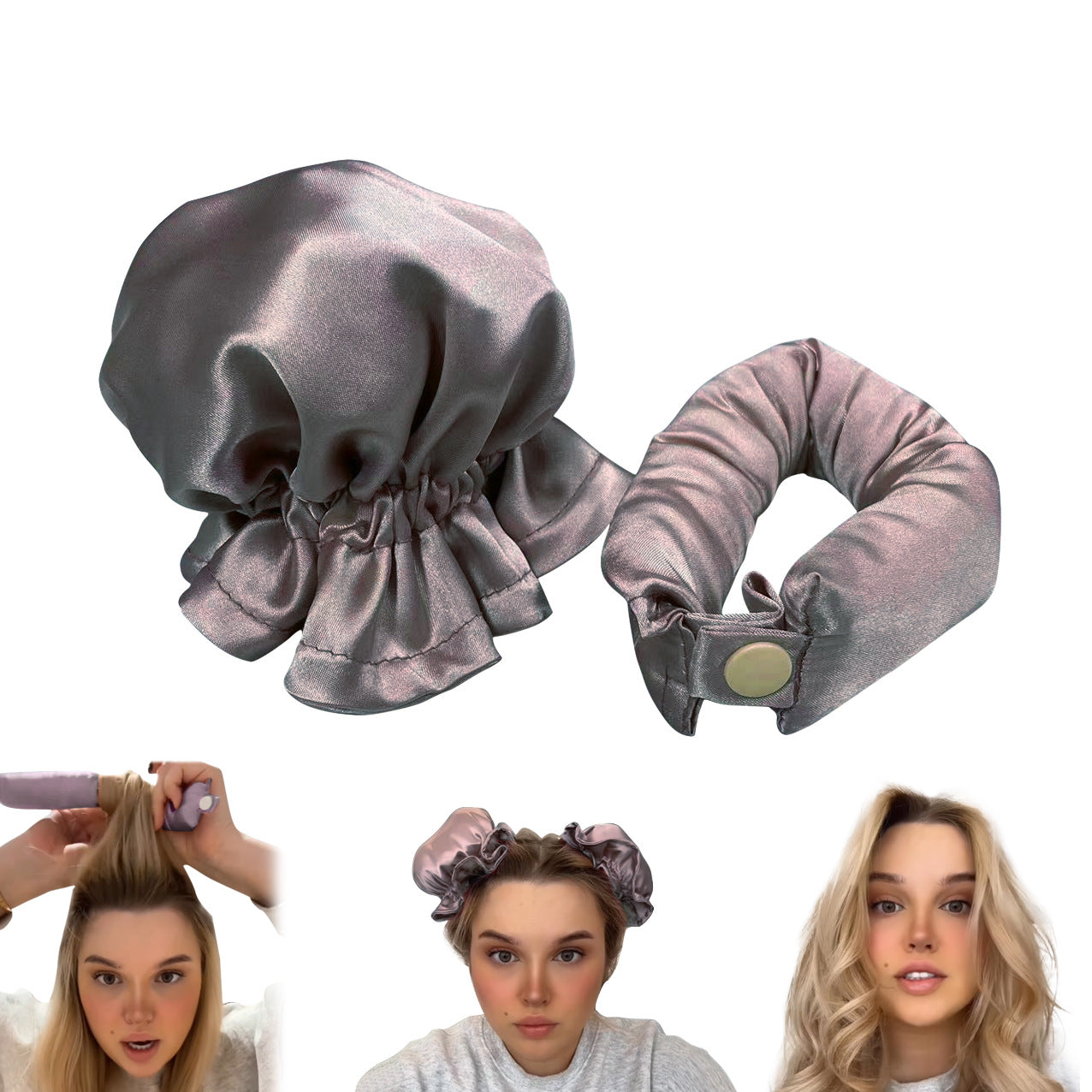 Satin Heatless Curling Buns Set