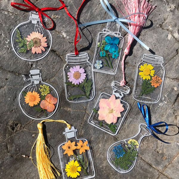 Transparent Dried Flower Bookmarks (20pcs/set)