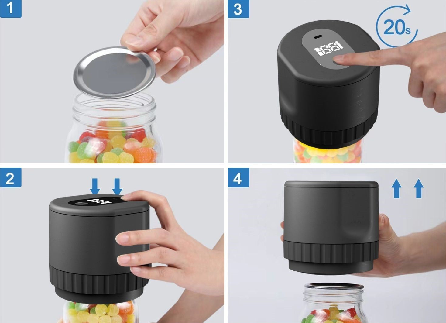 Jar Vacuum Sealer (+10 Reusable Lids)