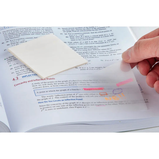 Transparent Sticky Notes in a Book
