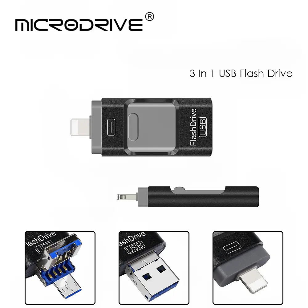 MicroDrive 3-in-1 USB Flash Drive