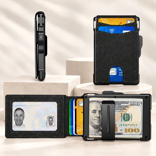 Open wallet with folded $100 bill